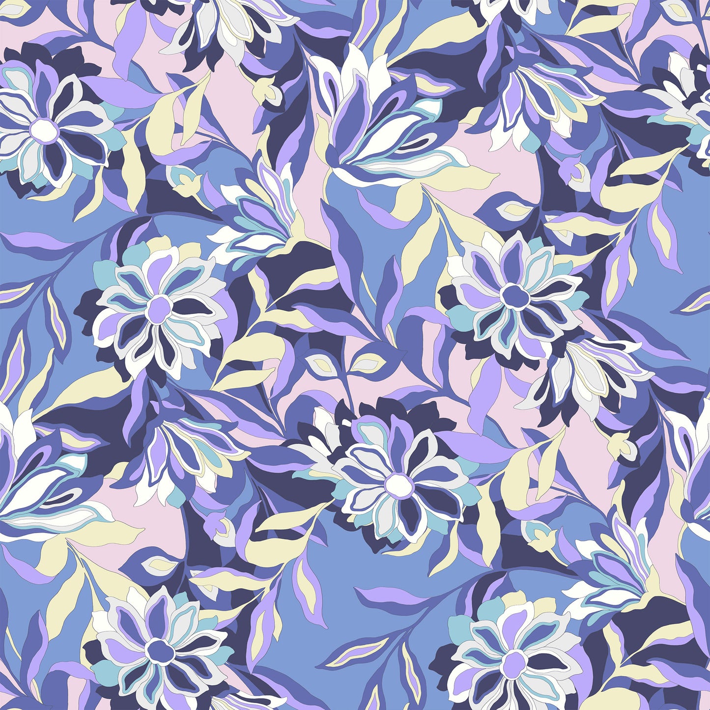 P-3004-754-BLUE-LAVENDER - PRINTED POLY MOROCCAN 100% POLY