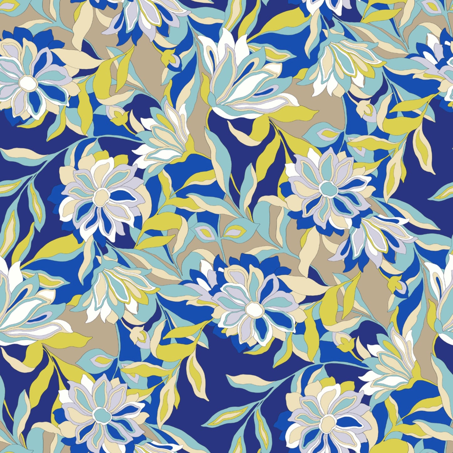 P-3004-754-OCEAN-BLUE-LEMON - PRINTED POLY MOROCCAN 100% POLY