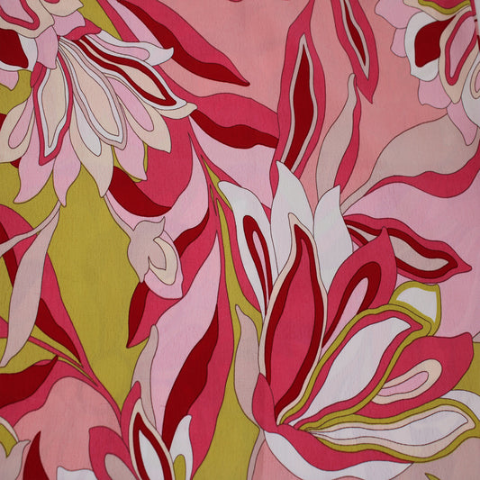 P-3004-754-PEACH-RED - PRINTED POLY MOROCCAN 100% POLY
