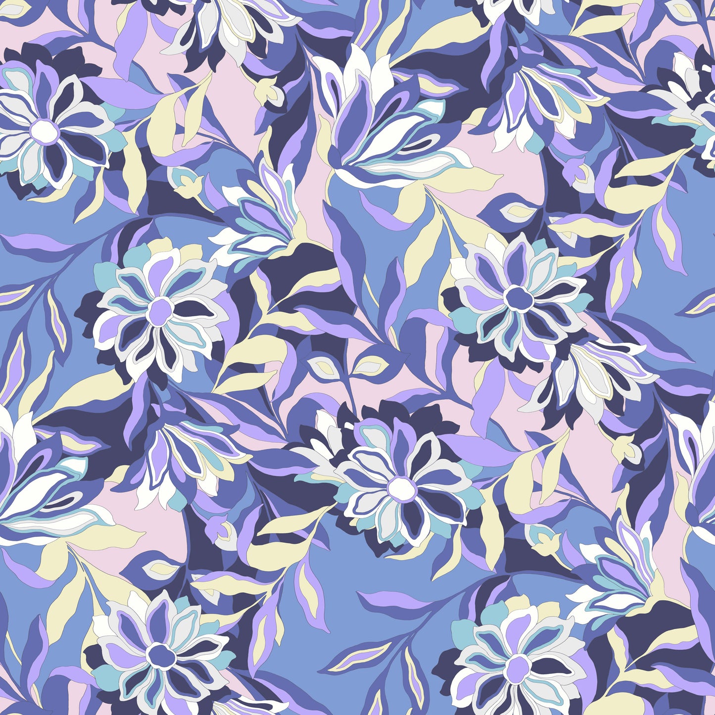 P-3004-800-COASTAL-BLUE-LAVENDER - PRINTED VENEZIA 92% POLY 8% SPANDEX