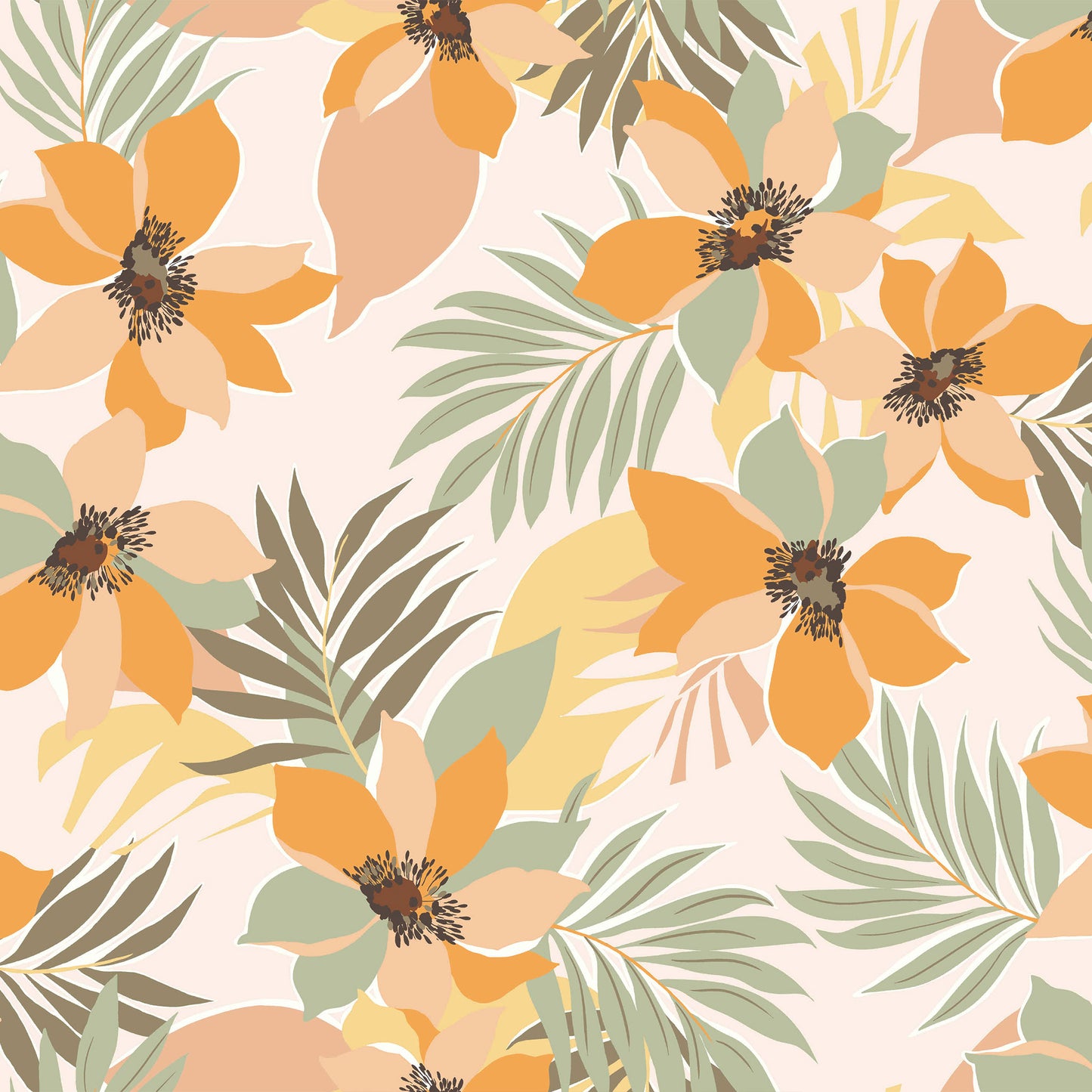 P-3005-636-ECRU-PEACH - PRINTED CREPON 100% RAYON CREPON