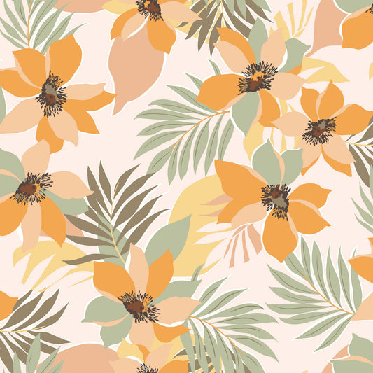 P-3005-636-ECRU-PEACH - PRINTED CREPON 100% RAYON CREPON