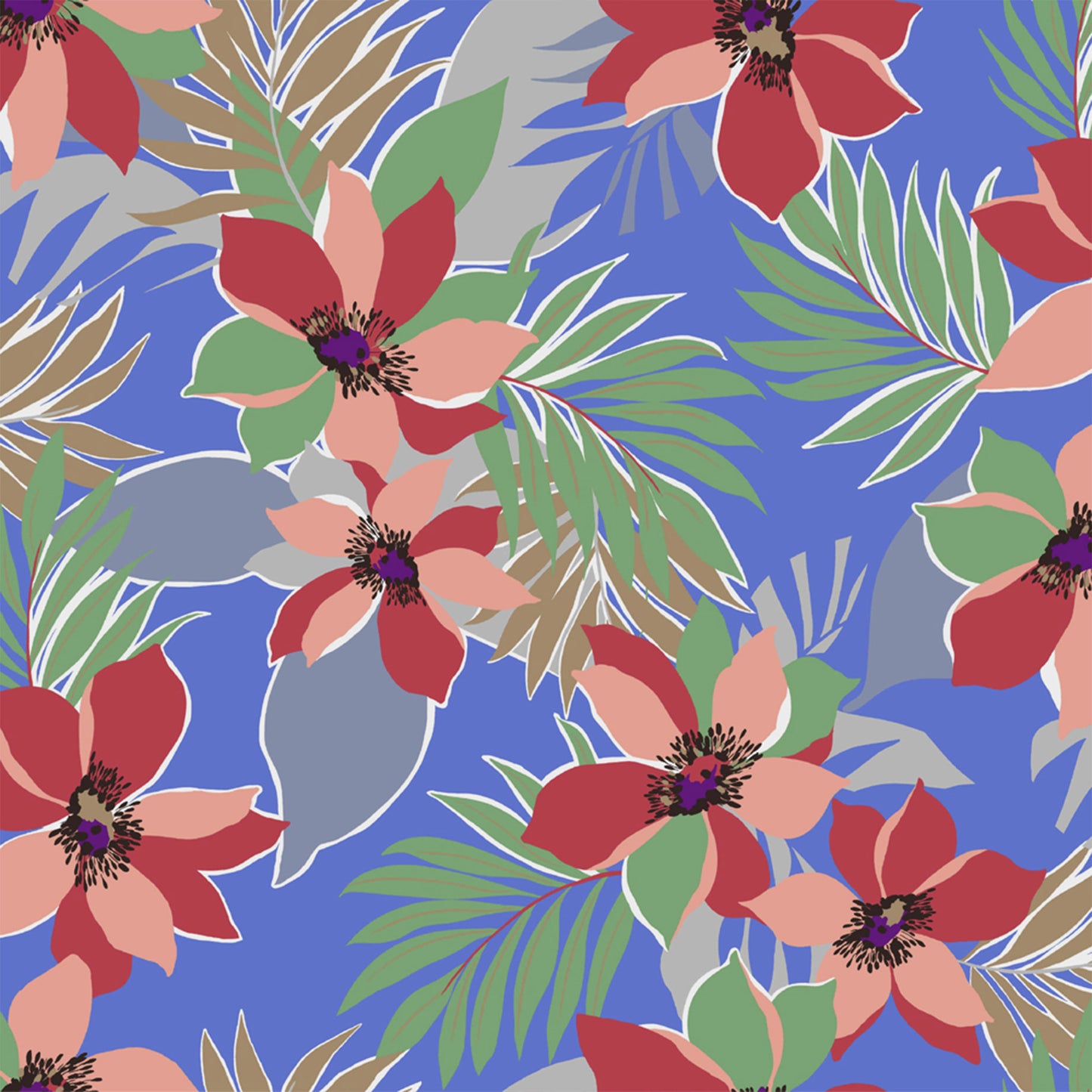 P-3005-754-BLUE-CORAL - PRINTED POLY MOROCCAN 100% POLY