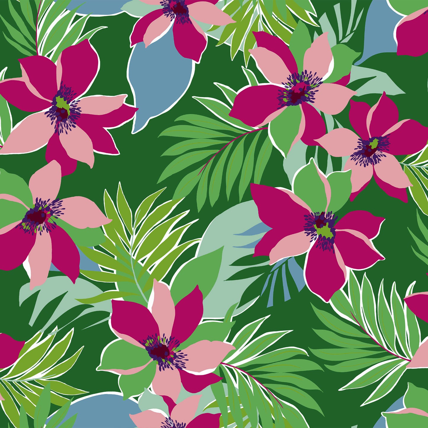 P-3005-754-KELLY-GREEN-PINK - PRINTED POLY MOROCCAN 100% POLY