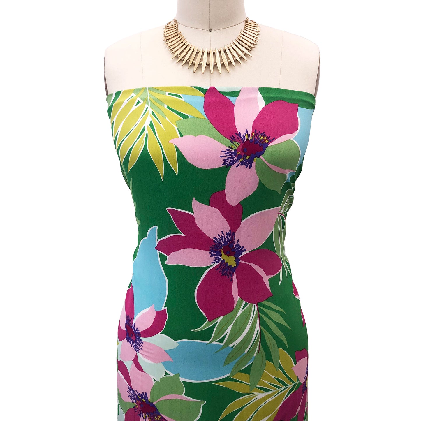 P-3005-754-KELLY-GREEN-PINK - PRINTED POLY MOROCCAN 100% POLY