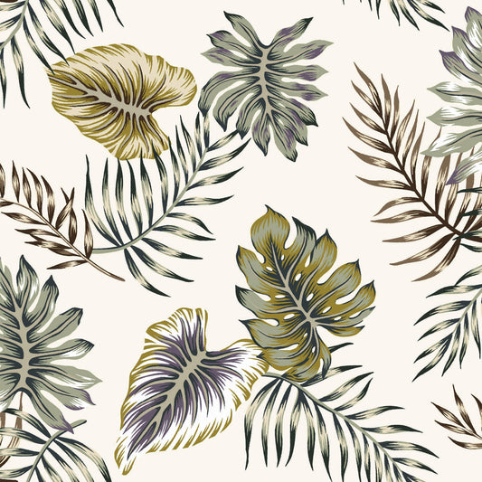 P-3009-636-IVORY-GOLDEN-KIWI - PRINTED CREPON 100% RAYON CREPON