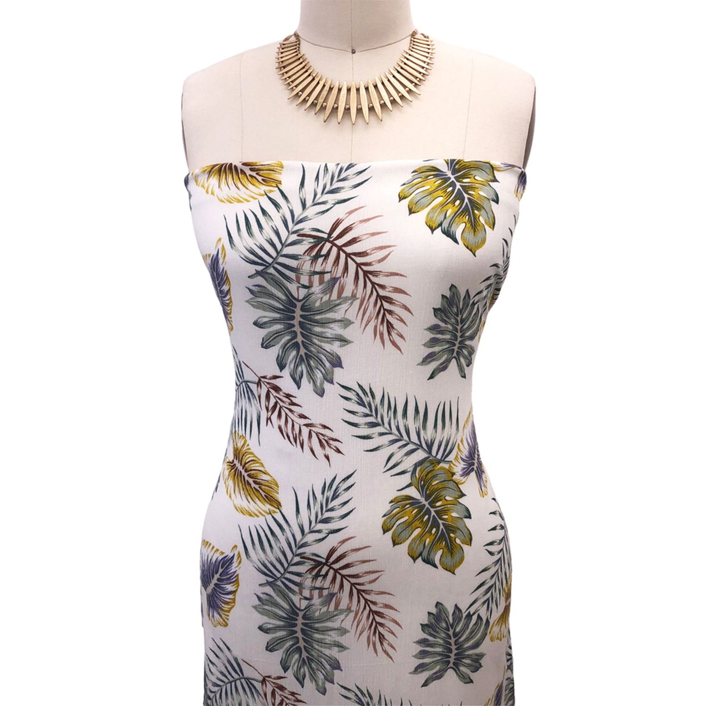 P-3009-636-IVORY-GOLDEN-KIWI - PRINTED CREPON 100% RAYON CREPON