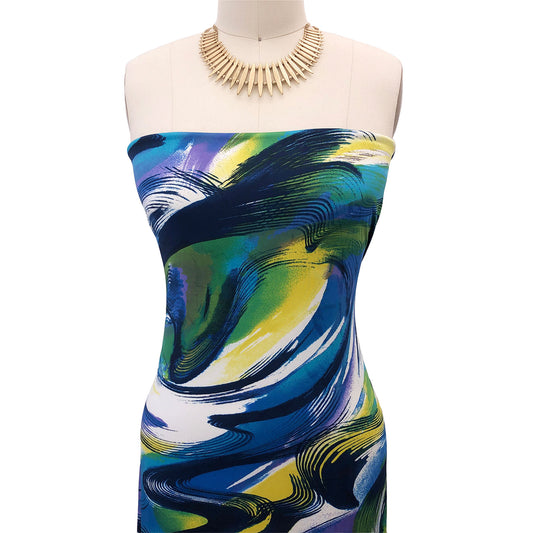 P-3010-800-NAVY-OCEAN-BLUE - PRINTED VENEZIA 92% POLY 8% SPANDEX