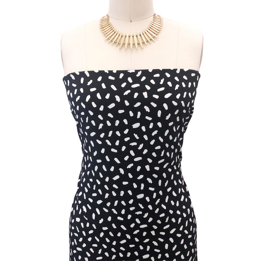 P-3012-754-BLACK-OFFWHITE - PRINTED POLY MOROCCAN 100% POLY