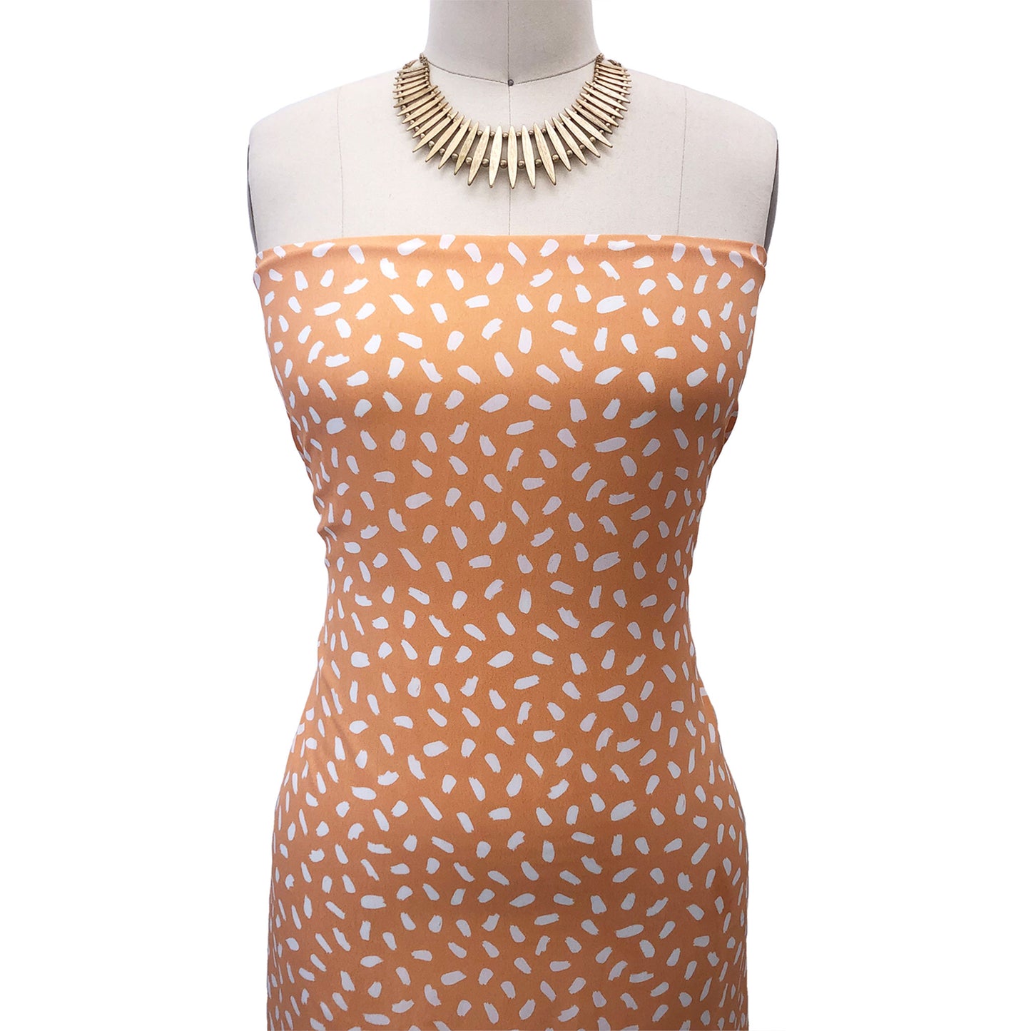 P-3012-754-PEACH-OFF-WHITE - PRINTED POLY MOROCCAN 100% POLY