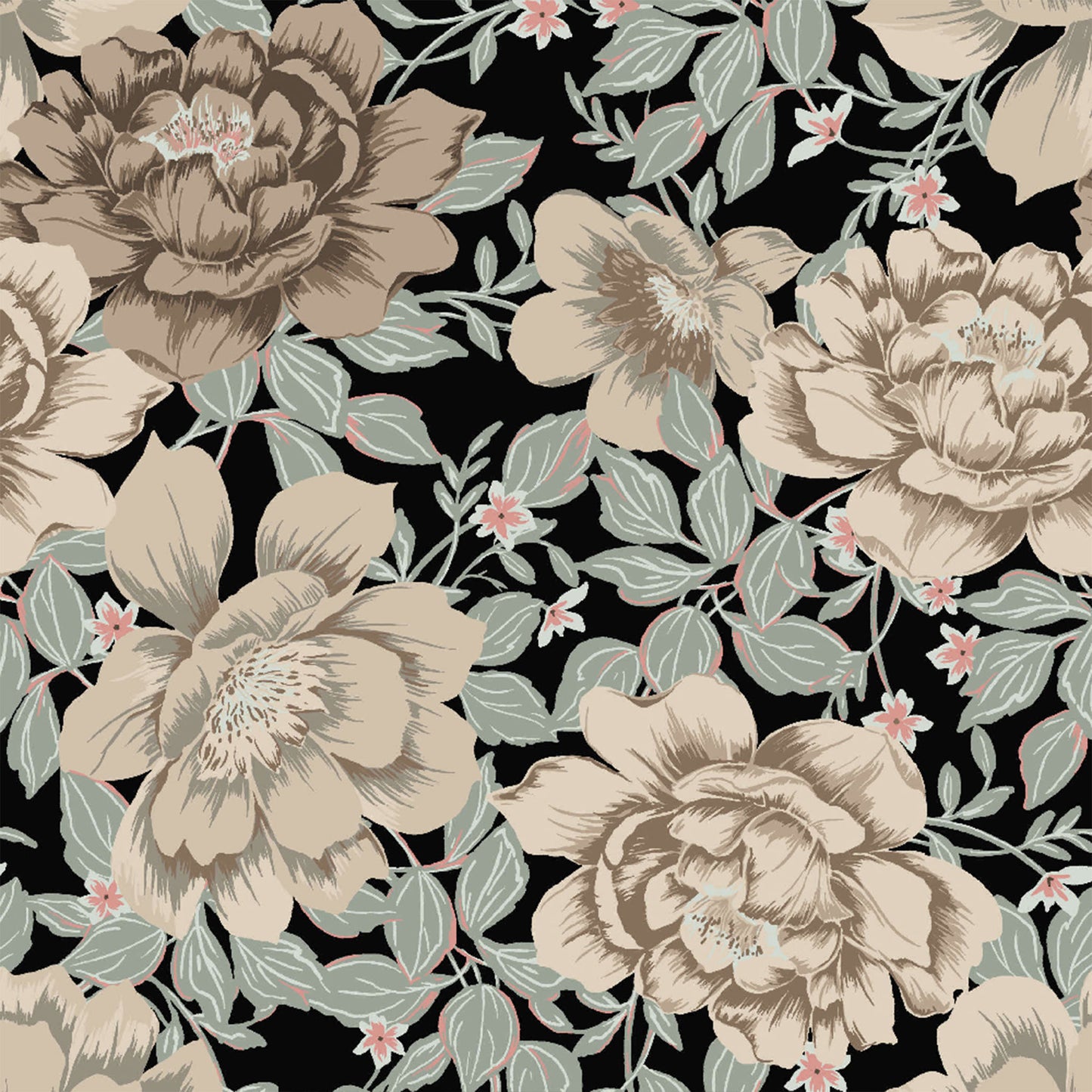 P-3017-504-BLACK-SAND-MOCHA - PRINTED WOOL DOBBY 100% POLYESTER