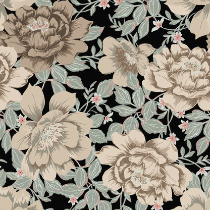 P-3017-504-BLACK-SAND-MOCHA - PRINTED WOOL DOBBY 100% POLYESTER