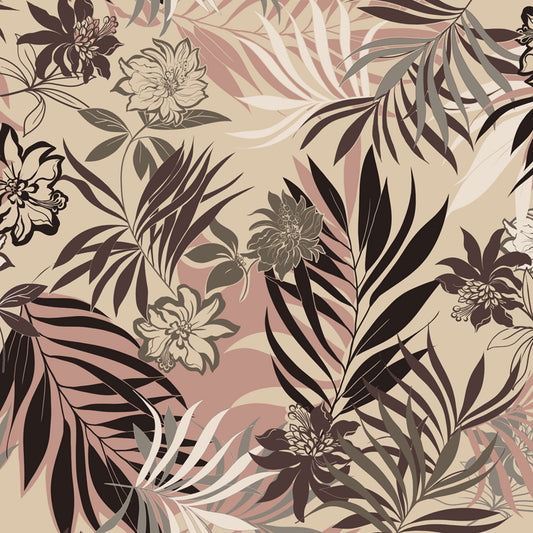 P-3020-501-TAN-ROSE-GOLD - PRINTED 100% POLYESTER HI MULTI CHIFFON WASH