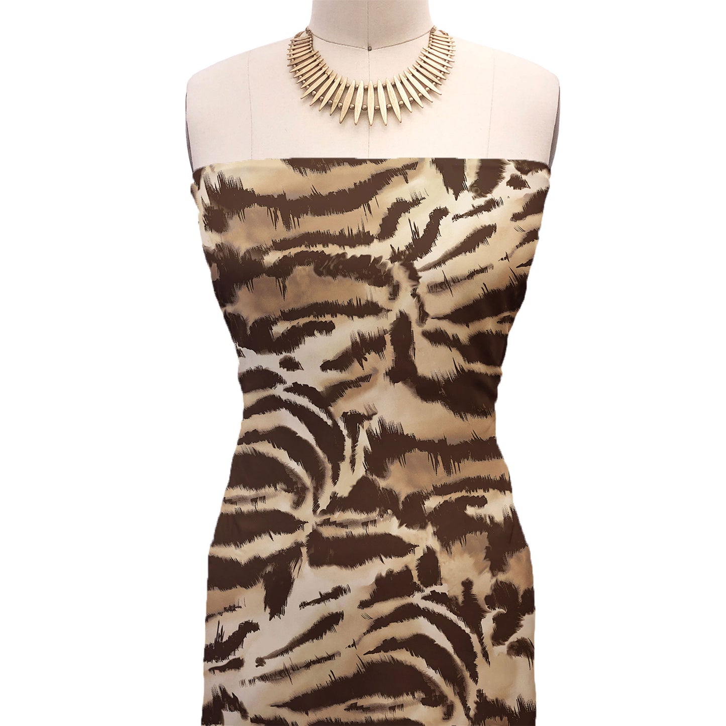 P-3024-450-GOLDEN-OCHRE-DK-CHOCO - PRINTED ITY 96% POLY 4% SPANDEX