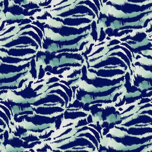 P-3024-754-TURQUOISE-DK-NAVY - PRINTED POLY MOROCCAN 100% POLY