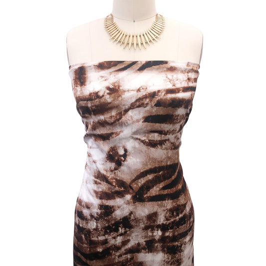 P-3025-456-DK-BROWN-SIERRA - PRINTED STRETCH SATIN 100% POLY