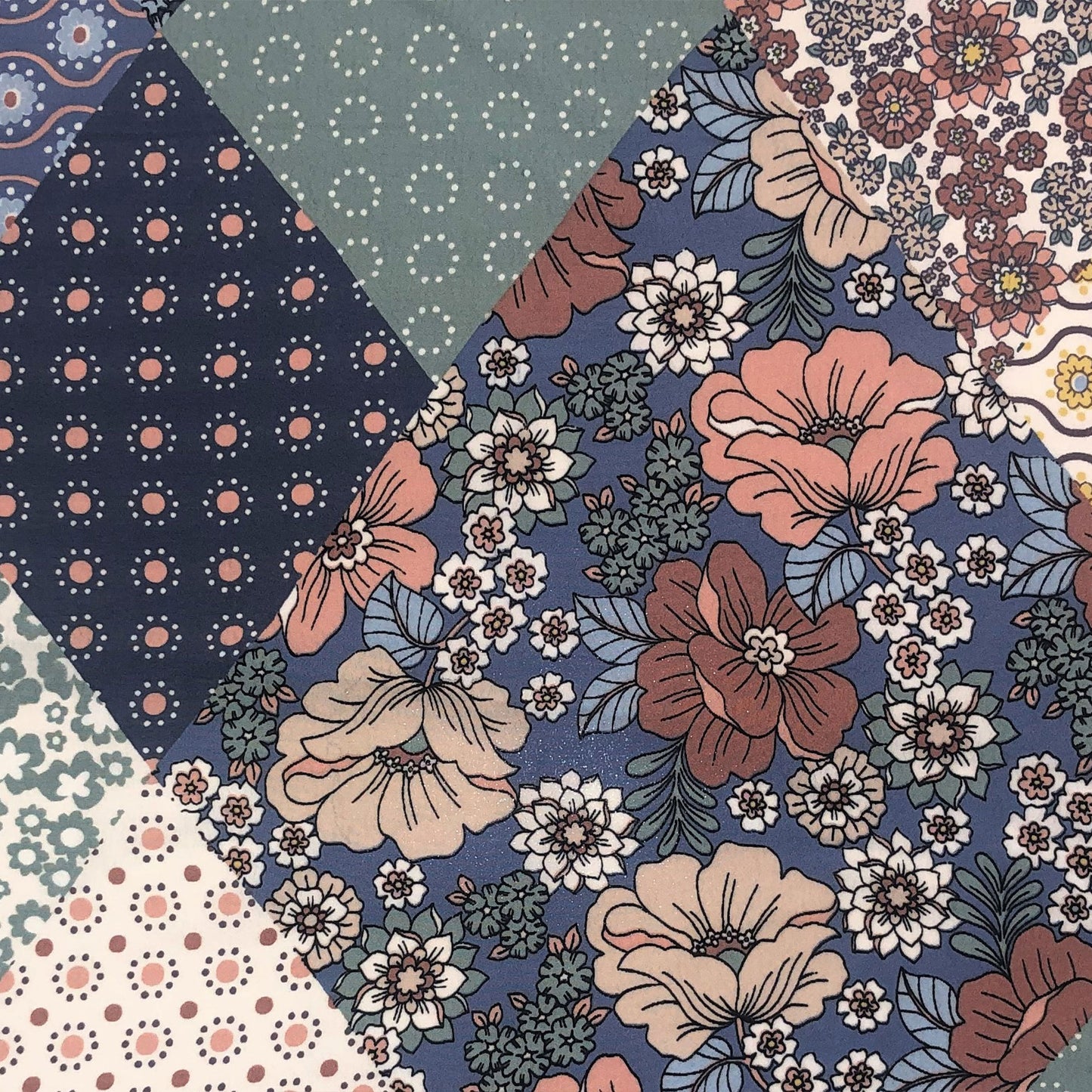 P-3026-754-DENIM-BLUE-GINGER - PRINTED POLY MOROCCAN 100% POLY