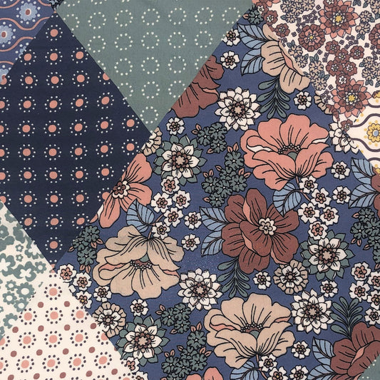 P-3026-754-DENIM-BLUE-GINGER - PRINTED POLY MOROCCAN 100% POLY