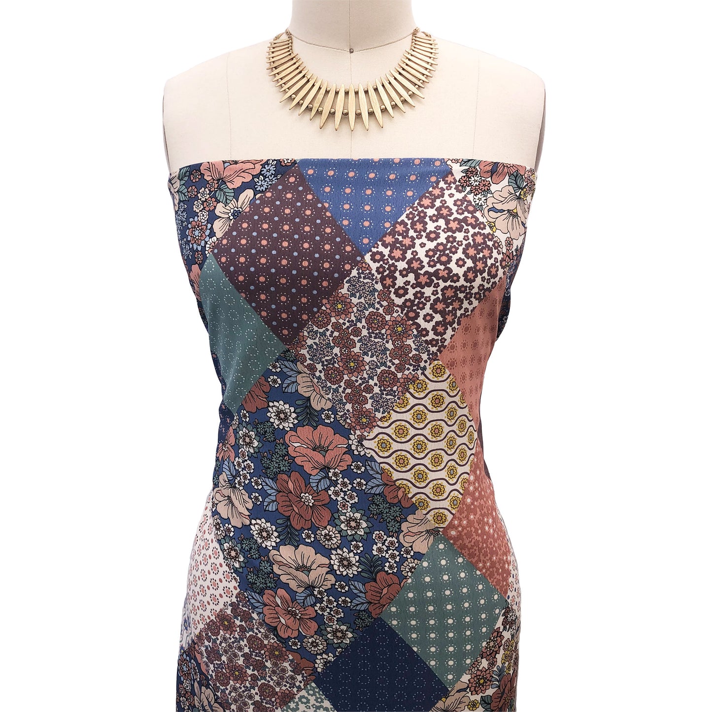 P-3026-754-DENIM-BLUE-GINGER - PRINTED POLY MOROCCAN 100% POLY