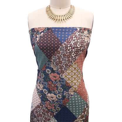 P-3026-754-DENIM-BLUE-GINGER - PRINTED POLY MOROCCAN 100% POLY