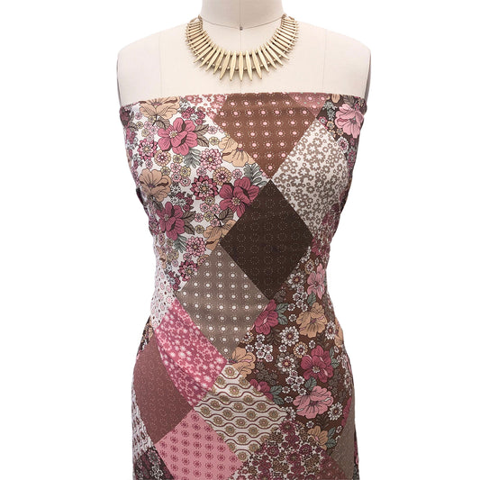 P-3026-754-MOCHA-ROSE-PINK - PRINTED POLY MOROCCAN 100% POLY
