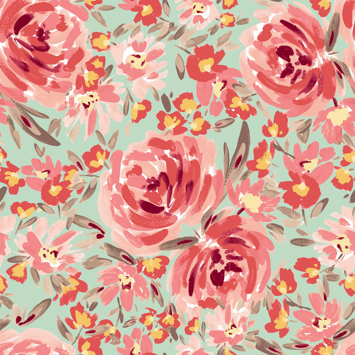 P-3027-501-MINT-PEACH - PRINTED 100% POLYESTER HI MULTI CHIFFON WASH