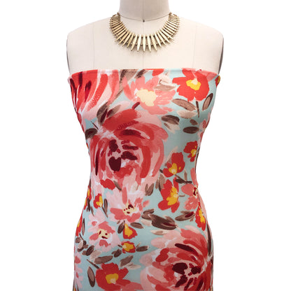 P-3027-501-MINT-PEACH - PRINTED 100% POLYESTER HI MULTI CHIFFON WASH