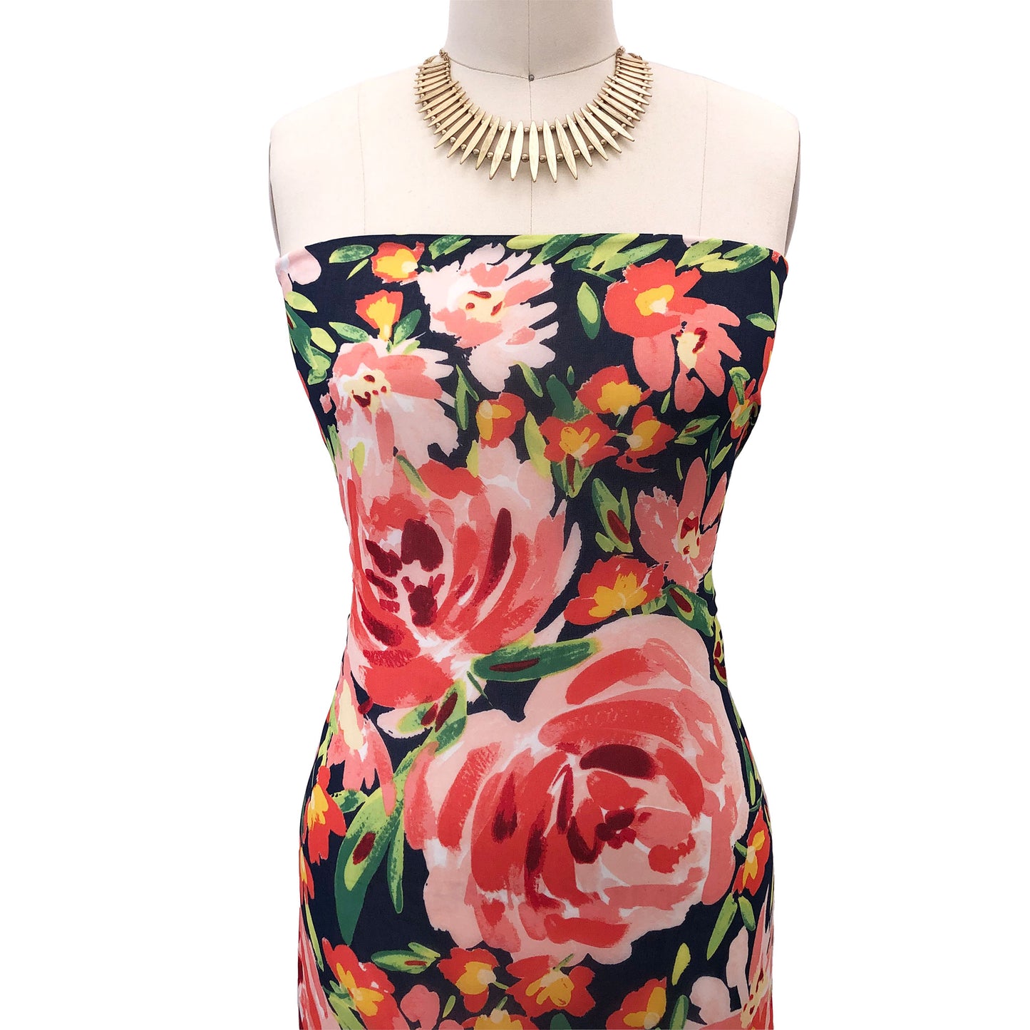 P-3027-501-NAVY-CORAL - PRINTED 100% POLYESTER HI MULTI CHIFFON WASH