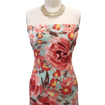 P-3027-754-MINT-PEACH - PRINTED POLY MOROCCAN 100% POLY