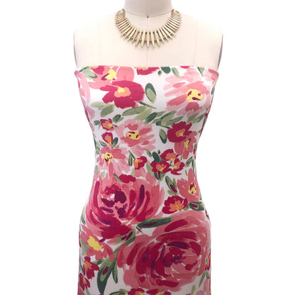 P-3027-800-OFF-WHITE-ROSE-PINK - PRINTED VENEZIA 92% POLY 8% SPANDEX