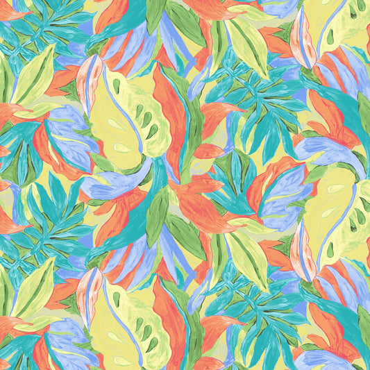 P-3037-754-TURQUOISE-TANGERINE - PRINTED POLY MOROCCAN 100% POLY