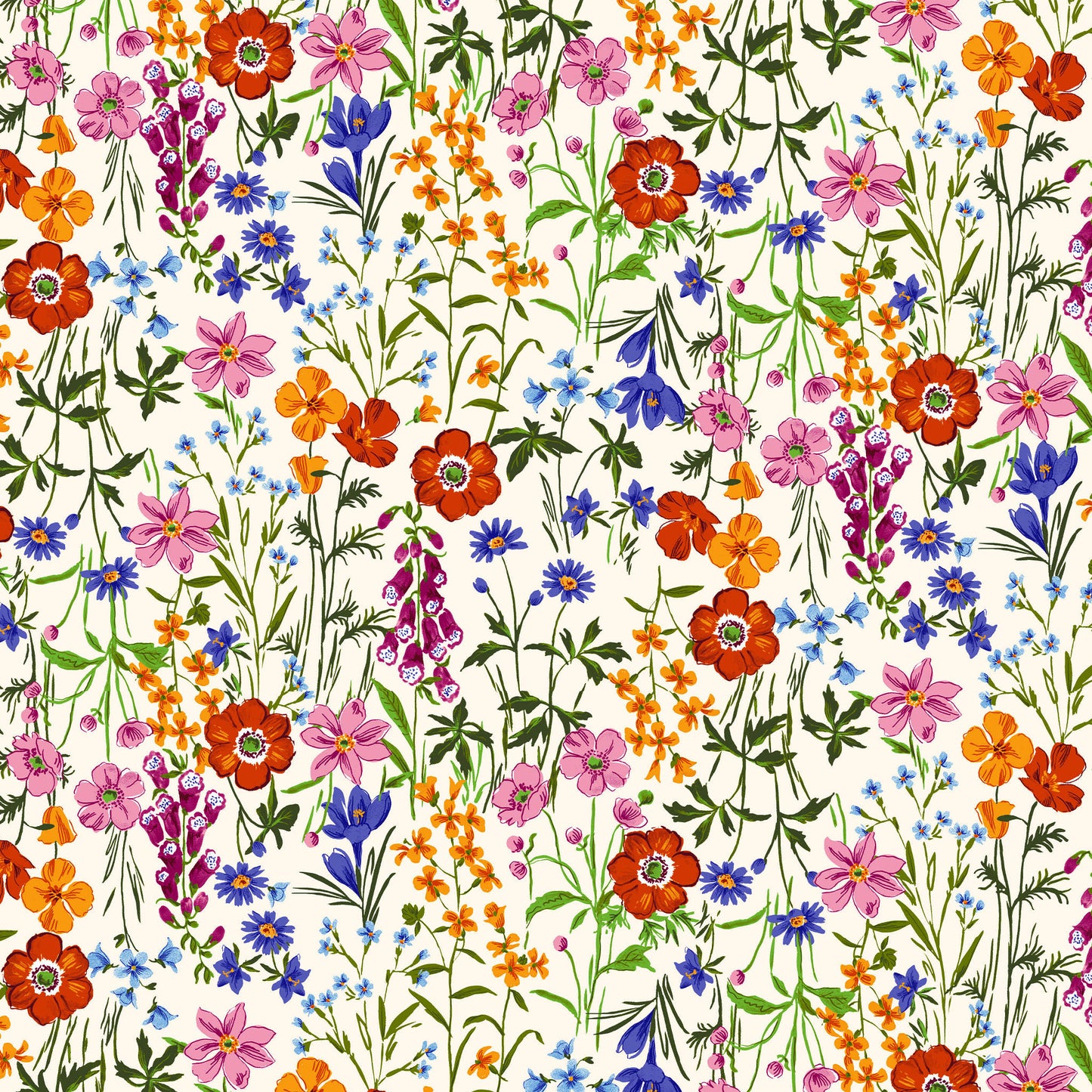 P-3040-504-IVORY-ORANGEADE - PRINTED WOOL DOBBY 100% POLYESTER