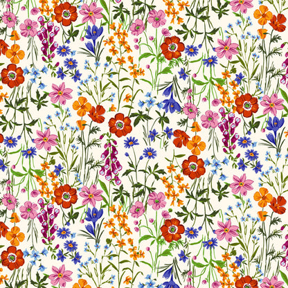 P-3040-504-IVORY-ORANGEADE - PRINTED WOOL DOBBY 100% POLYESTER