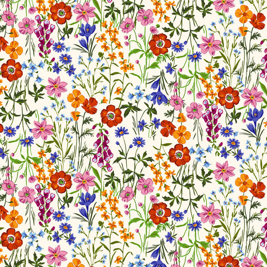 P-3040-504-IVORY-ORANGEADE - PRINTED WOOL DOBBY 100% POLYESTER