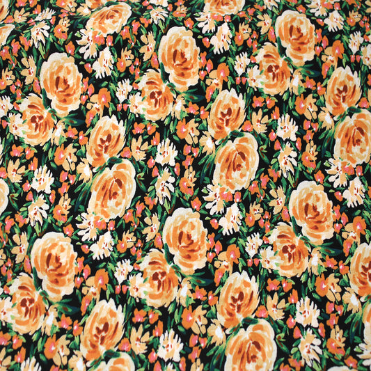 P-3056-754-BLACK-APRICOT - PRINTED POLY MOROCCAN 100% POLY