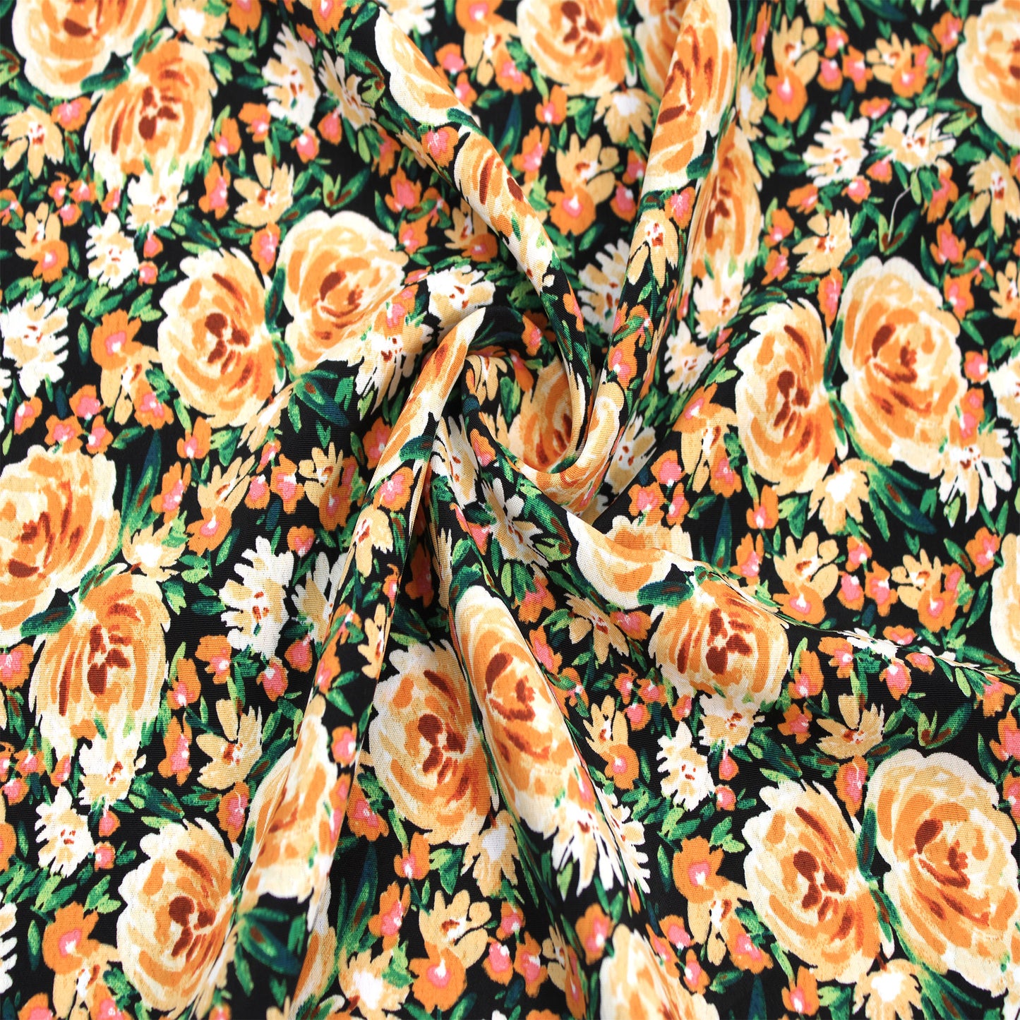P-3056-754-BLACK-APRICOT - PRINTED POLY MOROCCAN 100% POLY