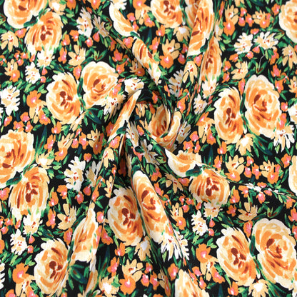 P-3056-754-BLACK-APRICOT - PRINTED POLY MOROCCAN 100% POLY