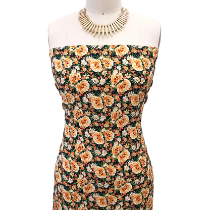P-3056-754-BLACK-APRICOT - PRINTED POLY MOROCCAN 100% POLY