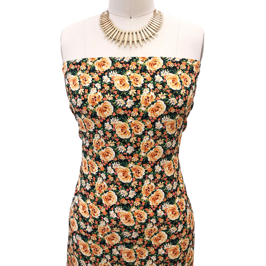 P-3056-754-BLACK-APRICOT - PRINTED POLY MOROCCAN 100% POLY