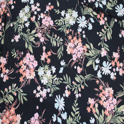 P-3058-800-BLACK-ORANGE-PINK - PRINTED VENEZIA 92% POLY 8% SPANDEX