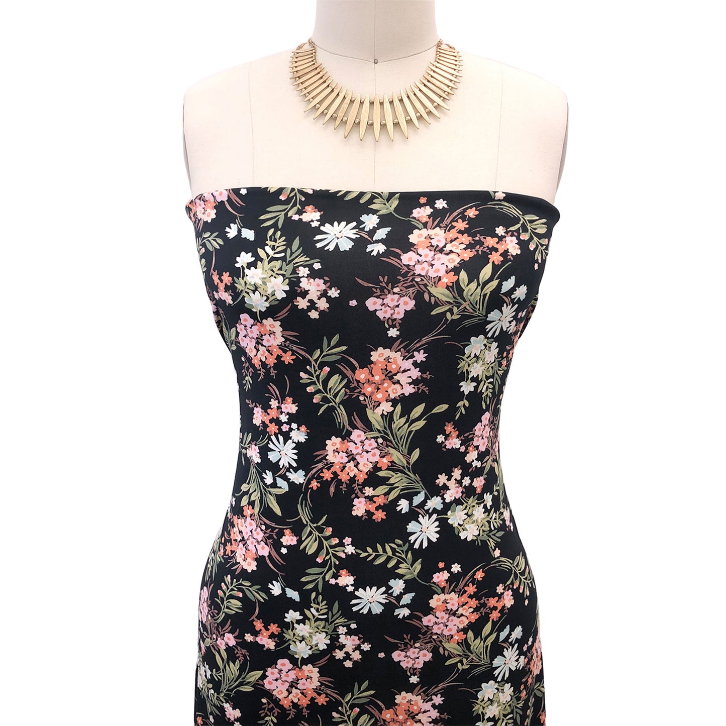 P-3058-800-BLACK-ORANGE-PINK - PRINTED VENEZIA 92% POLY 8% SPANDEX