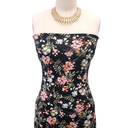 P-3058-800-BLACK-ORANGE-PINK - PRINTED VENEZIA 92% POLY 8% SPANDEX