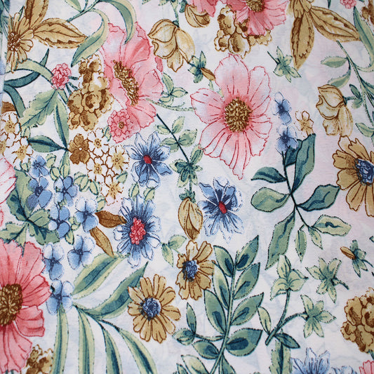 P-3059-754-IVORY-PEACH - PRINTED POLY MOROCCAN 100% POLY