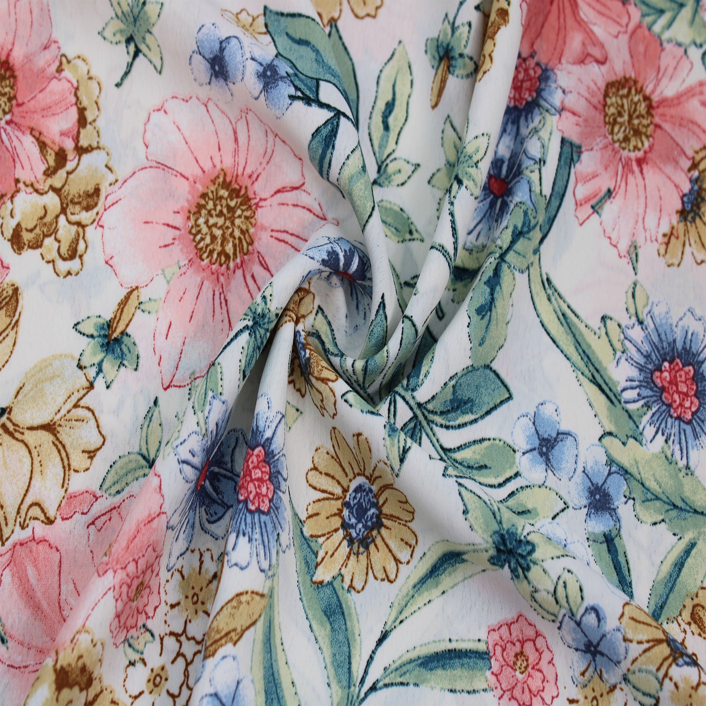 P-3059-754-IVORY-PEACH - PRINTED POLY MOROCCAN 100% POLY