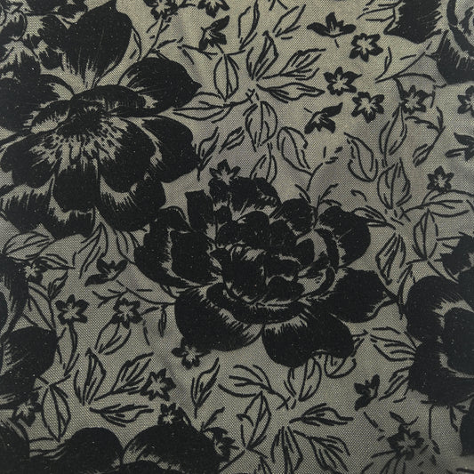 P-3061-453-BLACK - PRINTED POLY POWER MESH FLOCKING 92% POLY 8% SPANDEX