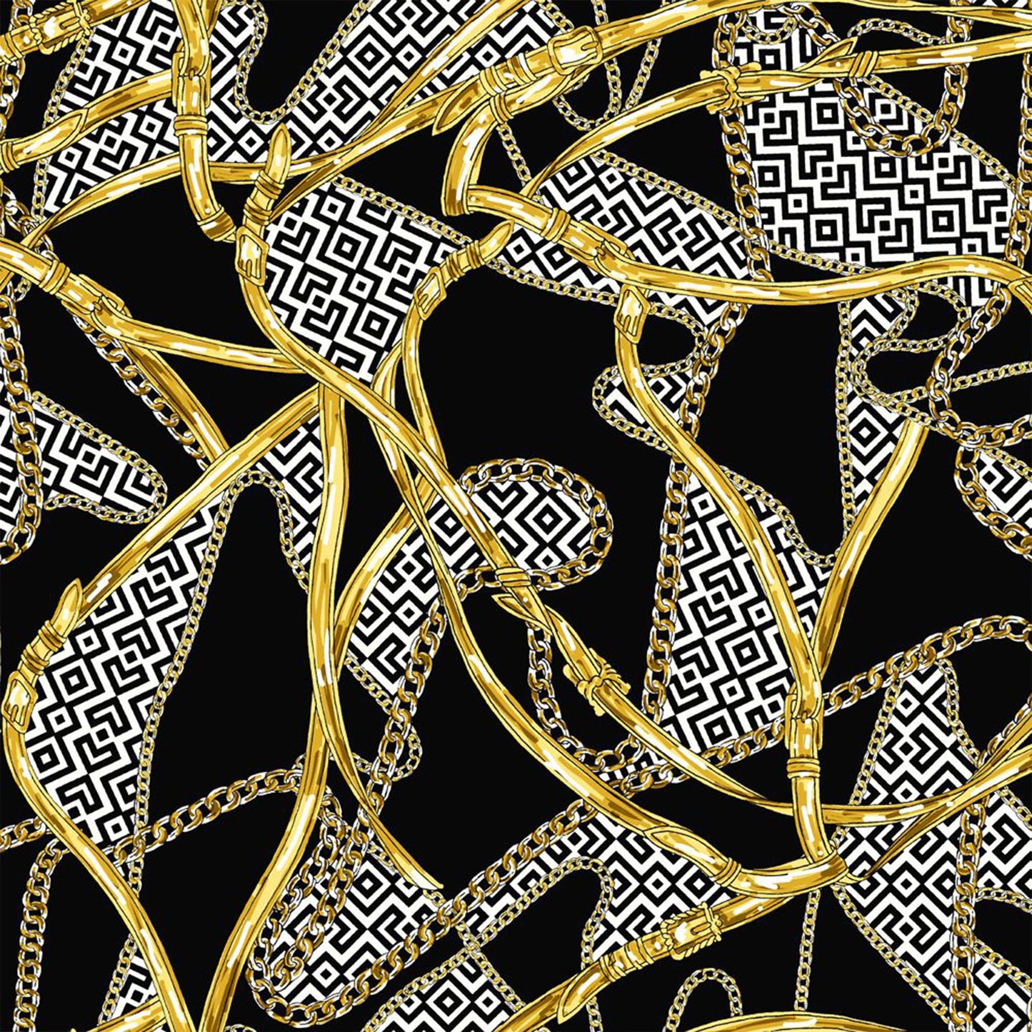 P-3063-453-BLACK-GOLD - PRINTED POLY POWER MESH 92%POLY 8%SPANDEX