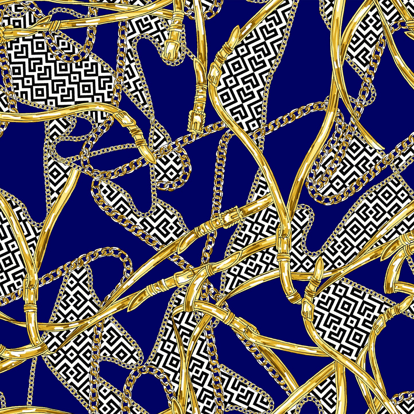 P-3063-453-NAVY-GOLD - PRINTED POLY POWER MESH 92%POLY 8%SPANDEX