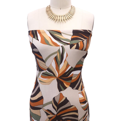 P-3068-636-SAND-BROWN - PRINTED CREPON 100% RAYON CREPON