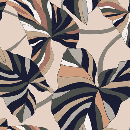 P-3068-636-TAN-NAVY - PRINTED CREPON 100% RAYON CREPON