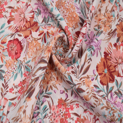 P-3070-754-IVORY-APRICOT - PRINTED POLY MOROCCAN 100% POLY
